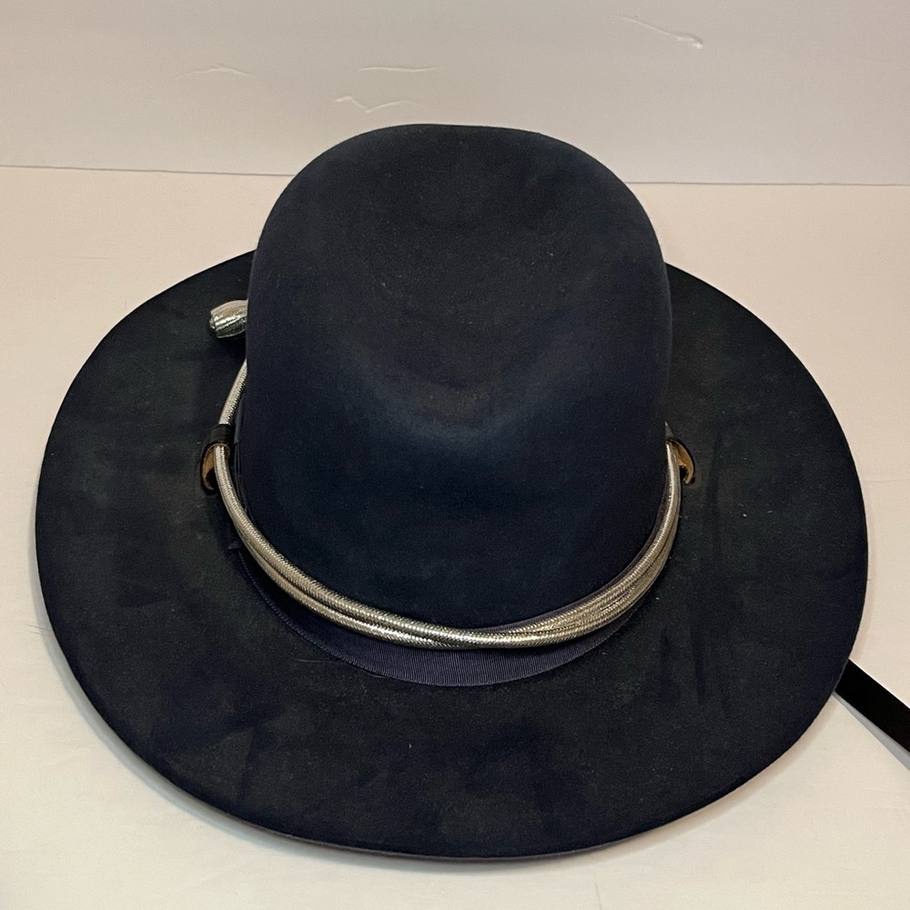 Stratton Campaign Style Felt Hat in Navy Silver Tassel Accent Size 7 - Picture 7 of 11